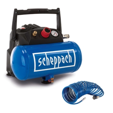 Kompressor HC06 Scheppach - 1200W Motor | 200 L/min | 8 bar | inkl. 5m Spiralschlauch