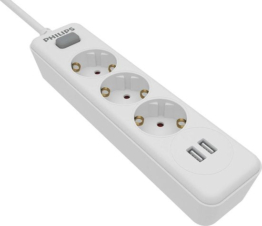 Philips 3-Wege-Steckdosenleiste - SPN3032WA/10 - 230V - Weiß - mit USB-Anschlüssen