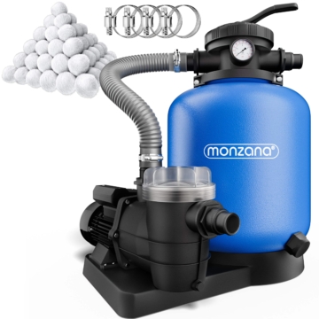 Sandfilteranlage 13200 L/h mit Vorfilter und XXL Tank