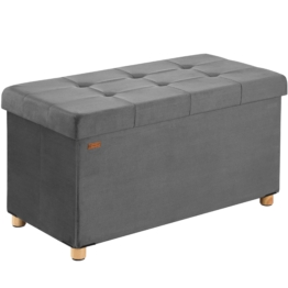 Sitzbank Anthrazit Samt 76x38x42cm mit Stauraum faltbar