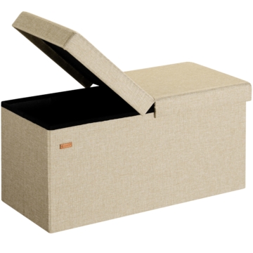 Sitzbank Beige 76x38x38cm mit Klappdeckel