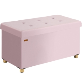 Sitzbank Rosa Samt 76x38x42cm mit Stauraum faltbar