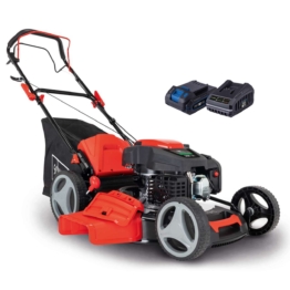 Benzin Rasenmäher MS200-51E Scheppach - 5,2PS | Schnittbreite 51cm | Fangbox 65L | inkl. 2 Ah Akku + 2,4 A Ladegerät u. Motorenöl