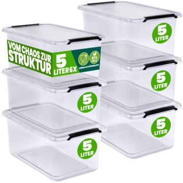 Aufbewahrungsbox Transparent 6er-Set 30x20x12cm 5L