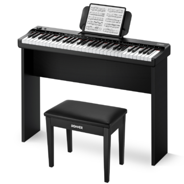 Donner DK-10S Elektronisches Keyboard, Keyboard + Klavierhocker