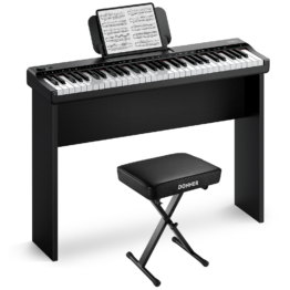 Donner DK-10S Elektronisches Keyboard, Keyboard + X-Förmig Klavierhocker