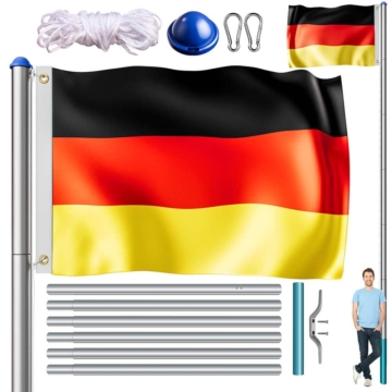 Fahnenmast Alu 650cm mit Deutschland-Flagge