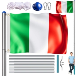 Fahnenmast Alu 650cm mit Italien-Flagge