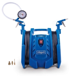Kompressor Airforce 7 Scheppach - 230V | 8 bar Arbeitsdruck | 180 L/min | ölfrei & mobil 8m Arbeitsradius | inkl. Reifenfüller, Luftpistole & Adapter