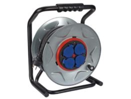 Perel Professional Neopren-Kabeltrommel mit Verdrehschutz - 40 M - 3G2.5 - 4 Steckdosen - Stift-Erde