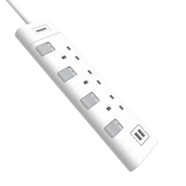 Philips Steckdose - 230V - 3 Wege - 2 Meter - 3AC - Weiß