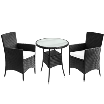 Polyrattan Balkonset 3-tlg inkl Sitzauflagen