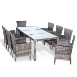 Polyrattan Garten-Sitzgruppe 9-tlg Grau stapelbar