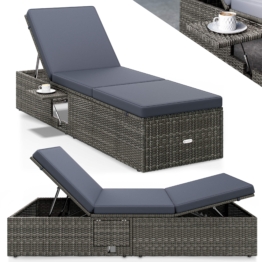 Polyrattan Gartenliege Grau/Anthrazit 200x58x33cm