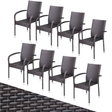 Polyrattan Stapelstuhl Comfort 8er-Set Braun