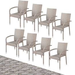 Polyrattan Stapelstuhl Comfort 8er-Set Creme