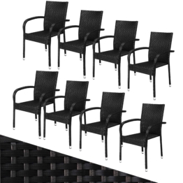 Polyrattan Stapelstuhl Comfort 8er-Set Schwarz