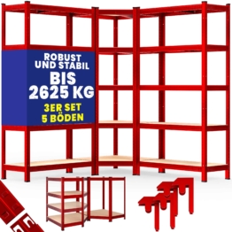 Schwerlast- und Eckregal 3er-Set Rot je 875kg