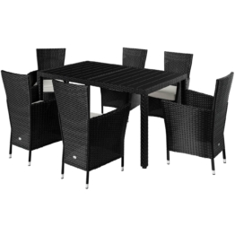 Sitzgruppe Polyrattan 7-tlg Schwarz WPC