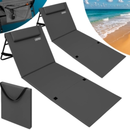 Strandmatte 2er-Set Anthrazit 158x56x46cm gepolstert