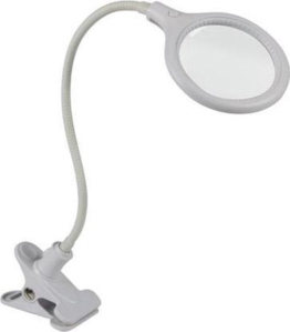 Velleman Led Lupenlampe mit Klemme, Schwanenhals, Ein/Aus-Schalter, 30 LEDs, Vergrößerung 2,25x, für Kinder, Erwachsene, Senioren, Lesen, Diamantmalerei, Hobby, Arbeit, weiß