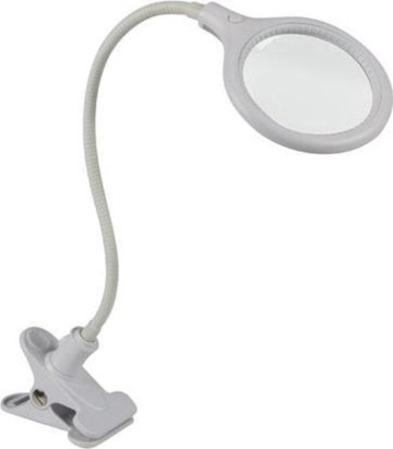 Velleman Led Lupenlampe mit Klemme, Schwanenhals, Ein/Aus-Schalter, 30 LEDs, Vergrößerung 2,25x, für Kinder, Erwachsene, Senioren, Lesen, Diamantmalerei, Hobby, Arbeit, weiß