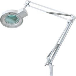 Velleman Lupenlampe mit Klemme, Schwenkarm, Ein/Aus-Schalter, Energiesparlampe (22 W), Vergrößerung 2,25x, für Kinder, Erwachsene, Senioren, Lesen, Diamantmalerei, Hobby, Arbeit, weiß