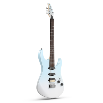 Vollgröße E-Gitarre für Anfänger mit klaren Tönen und Tremolo, Blau-Weiß-Farbverlauf