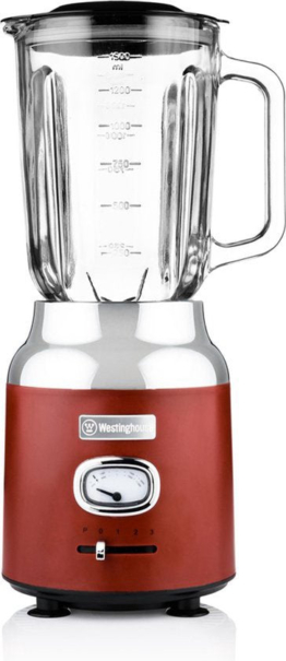 Westinghouse Retro Blender - 1.5L - Smoothie Maker & Eiscrusher - 4 Geschwindigkeiten - Glaskrug - 600W - Rot