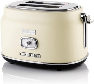 Westinghouse Retro-Toaster - 2 Scheiben - Extra breite Schlitze - Warmhaltegestell - 815W - Beige