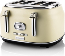 Westinghouse Retro-Toaster - 4 Scheiben - extra breite Schlitze - Warmhaltegestell - 1750W - Beige