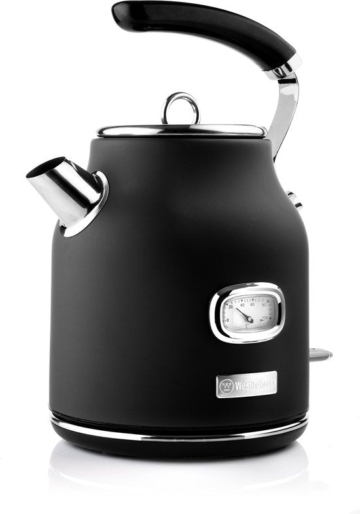 Westinghouse Retro Wasserkocher - 1.7L - Elektrischer Wasserkocher - BPA-frei - Mit Kalkfilter - 2200W - Schwarz