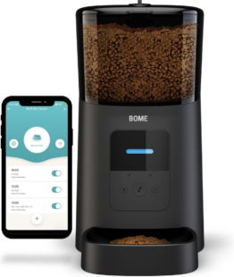 BOME Futterautomat - App und Audio - Automatischer Futterautomat Katze oder Hund - Futterautomat Katze - Schwarz