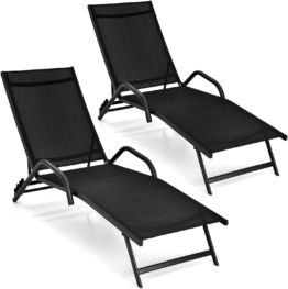 Coast 2 Set aus 5 verstellbaren Terrassenstühlen mit atmungsaktivem Stuhl für draußen schwarz