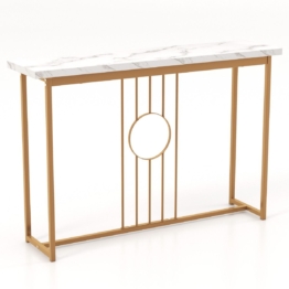 Coast Beistelltisch in Marmoroptik mit Metallrahmen - 120 x 30 x 80,5 cm - Weiß + Gold