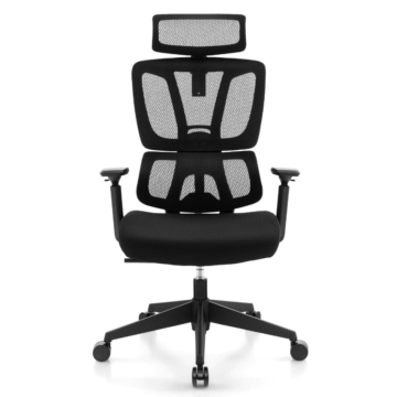 Coast Ergonomischer Bürostuhl mit Armlehne und Kopfstütze - Höhenverstellbar - 72 x 72 x 117 - 126,5 cm - Schwarz
