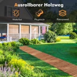 Coast Garten-HolzWeg 245 x 55 x 2 cm Abrollbares witterungsbeständiges gerades Pflaster im Außenbereich