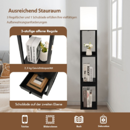 Coast Modern Regal Bite Lampe Dimmbare Standleuchte mit Schublade 26 x 26 x 159,5 cm