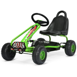 Coast Pedal Go Kart met verstelbare stoel 4 wielen Pedaal -aangedreven rit -op auto 92 x 50 x 53 cm groen + zwart