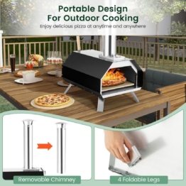 Coast Tragbarer Pizza-Ofen - Schwarz - 500 Â°C - 51x38,5x83cm