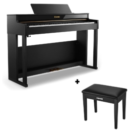 Donner DDP-400 Premium Upright Keyboard Piano mit 88 gewichteten Tasten und progressiver Hammermechanik, DDP-400 + Klavierbank