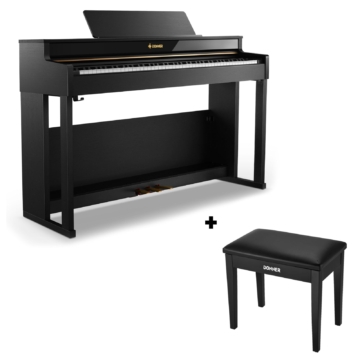 Donner DDP-400 Premium Upright Keyboard Piano mit 88 gewichteten Tasten und progressiver Hammermechanik, DDP-400 + Klavierbank