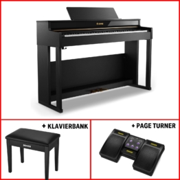Donner DDP-400 Premium Upright Keyboard Piano mit 88 gewichteten Tasten und progressiver Hammermechanik, DDP-400 + Klavierbank + Page Turner