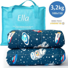 EL Life Wiegedecke Kind 3.2kg - 100 x 150cm - Wiegedecke - OEKO-TEX Baumwolle - Raumfahrt & Astronauten