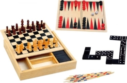Hölzerne Spielschachtel 4-in-1