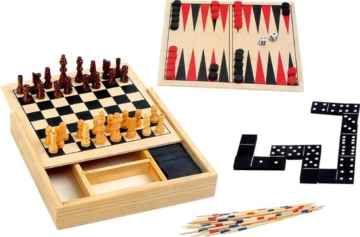 Hölzerne Spielschachtel 4-in-1