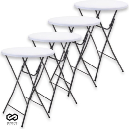 Infinity Goods 4 Stevige Statafels - Partytafel - Robuust en Weersbestendig - Inklapbaar - 80cm x 110cm - Feest - Wit/Grijs