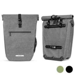 LifeGoods Single Bicycle Bag - 25L - Umhängetasche und Rucksack - Wasserdicht - Schulterriemen - Geeignet für Elektrofahrräder - Grau