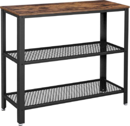 O'DADDYÂ® Wandtisch - Beistelltisch Industrial - XXL mit 2 Gitterböden - Sideboard 101,5x35x80 cm - Flurtisch - Farbe braun