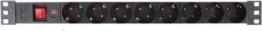 Perel PDU Steckdose mit Schalter, Überlastschutz, 8 Steckdosen mit Schutzleiter (Typ F), Kabel 2,15 m, 3G1,5, für Innenräume, schwarz/rot